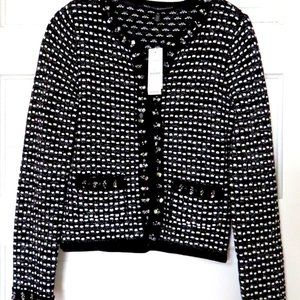 White House Black Market Blazer  Black Ecru Jacket Women's Size XS NEW w/tag